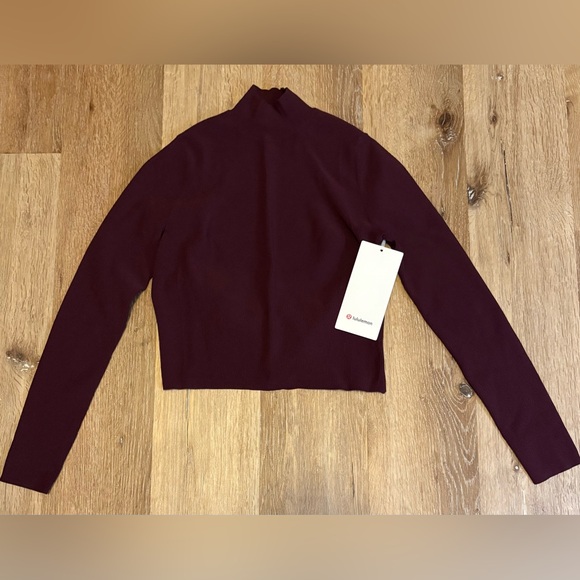 Lululemon Ribbed-Knit Twist-Back Mockneck Sweater NWT in Garnet Red - Picture 3 of 8